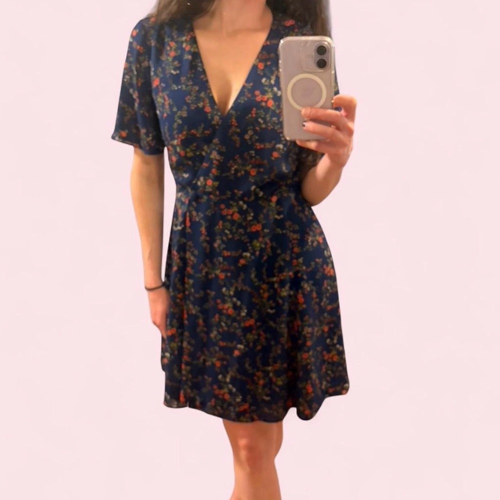 Madewell Floral V-Neck Wrap Dress